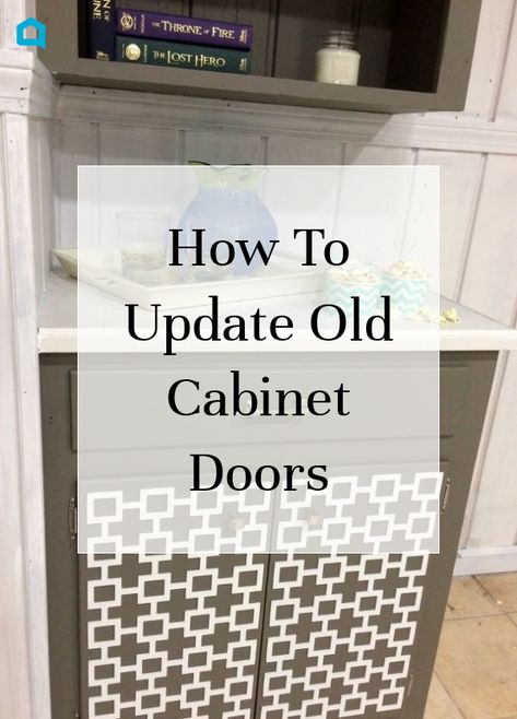 See how she renovated an old basement cabinet. This ugly outdate cabinet door got a much needed makeover on a budget with new paint and a geometric overlay. See this before and after easyand cheap cabinet makeover. Diy Concrete Counter, Backsplash Cheap, Chalk Paint Makeover, Diy Cabinet Doors, Cabinet Trim, Old Cabinet Doors, Old Kitchen Cabinets, Faux Fireplace Diy, Basement Renovation