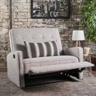 Christopher Knight Home Calliope Buttoned Fabric Reclining Loveseat (Light Gray Tweed) Oversized Recliner, Loveseat Recliners, Reclining Loveseat, Baxton Studio, Christopher Knight, Noble House, Christopher Knight Home, Furniture Deals, 2 Seater Sofa