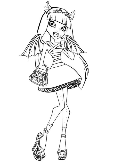 Fun Monster High coloring pages for your little one. They are free and easy to print. The collection is varied with different skill levels Monster High Coloring Pages, Monster High Coloring, High Coloring Pages, Strawberry Shortcake Coloring Pages, Coloring Pages For Teenagers, Monster High Birthday Party, Rochelle Goyle, Dragon Coloring, Monster High Pictures