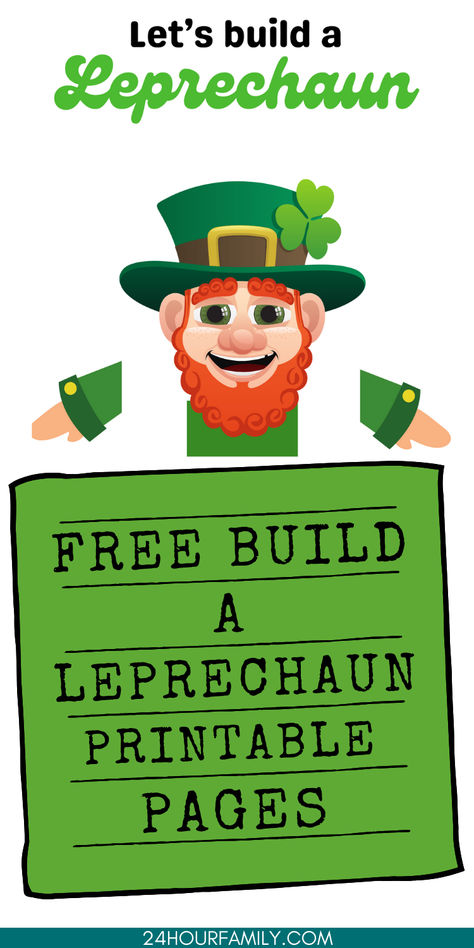 Free Build a Leprechaun printable craft for St. Patrick's Day, March 17th crafts, green crafts, leprechaun  crafts, easy crafts for kids, printable crafts L Is For Leprechaun, Build A Leprechaun Printable, Kids Printable Crafts, Leprechaun Crafts, Crafts For Kids Printable, Green Crafts, Leprechaun Craft, Lunch Club, St Patricks Day Crafts For Kids