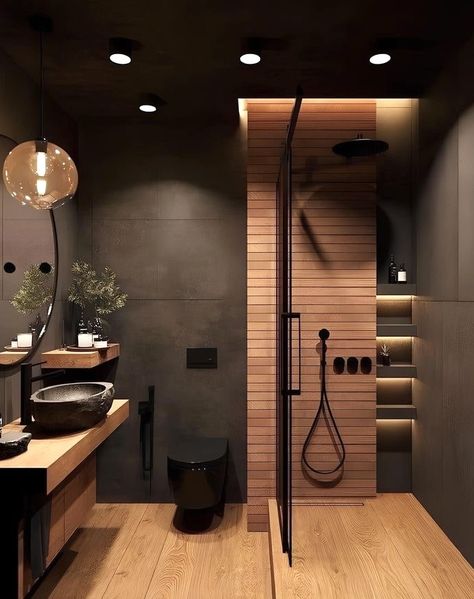 Small Full Bathroom, Dark Bathrooms, Washroom Design, Bathroom Redesign, Bathroom Design Decor, Toilet Design, Bathroom Inspiration Decor, Bathroom Design Luxury, Basement Design