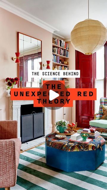 You know I love any trend that tells us to add MORE COLOR to our homes. (Especially my favorite color!) So let’s talk about why it work... | Instagram Pop Of Red Interior Design, Unexpected Red Theory, Red And Green Living Room, Living Room With Red Accents, Red Side Table, Paint A Door, Red Interior Design, Red Draw, Red Furniture