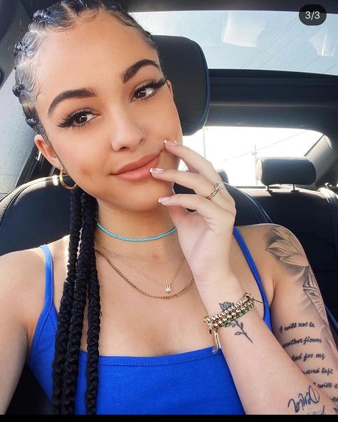 45 Likes, 1 Comments - #teammalu🦋 (@malus.bebe) on Instagram: “I love her tattoos & hair 🥺🥺 #malutrevejo” Malu Trevejo Tattoo, Malu Trevejo, I Love Her, Cross Necklace, Love Her, Choker Necklace, Braids, Hoop Earrings, I Love