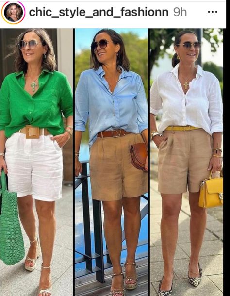 Midi Shorts Outfit, Mint Shorts Outfit, Shorts Outfits Women Over 40, Capsule Wardrobe Casual, Stylish Outfits For Women Over 50, Best Winter Outfits, Parisian Chic Style, Shorts Outfits Women, Summer Shorts Outfits