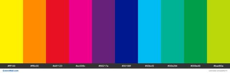 Color Palette Rgb, 10 Color Palette, Color Palette With Hex Codes, Rgb Code, Rainbow Color Palette, Colour Codes, Rainbow Pin, Hex Codes, Hex Color Codes