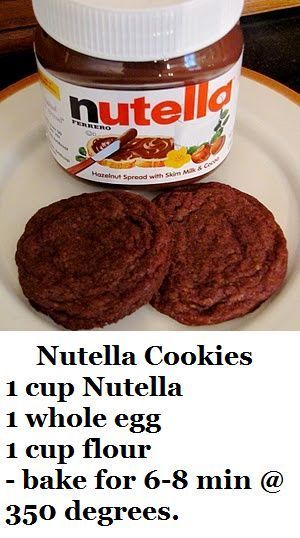 Nutella Cookies Recipe, Nutella Snacks, Nutella Recipes Easy, Nutella Desserts, 4 Ingredient Recipes, Nutella Brownies, Nutella Cookies, Vegan Mac And Cheese, Nutella Recipes