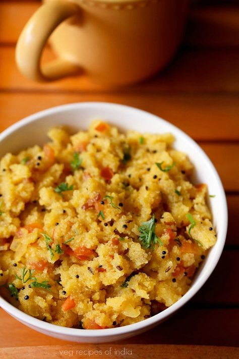 tomato upma recipe Tomato Upma Recipe, Semolina Porridge, South Indian Vegetarian Recipes, Healthy Breakfast Dishes, Upma Recipe, Indian Appetizers, Breakfast Recipes Indian, Vegetarian Breakfast Recipes, Indian Recipe