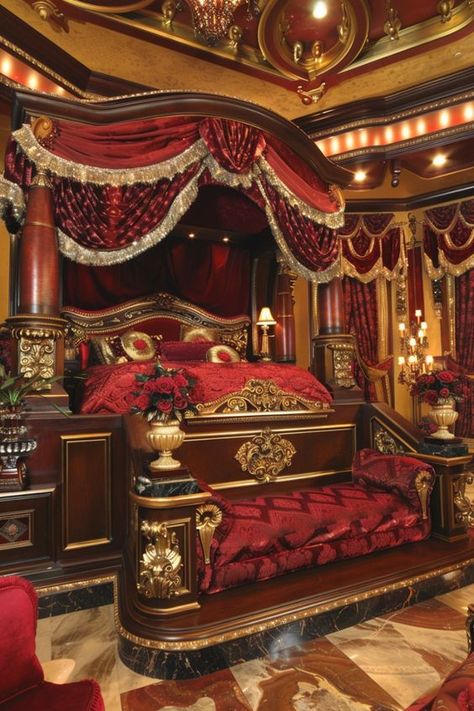 Royal Castles Interior, Enchanted Bedroom Ideas, Enchanted Bedroom, Furniture 123, Opulent Bedroom, Bedroom Set Designs, Mansion Bedroom, Royal Bedroom, Beautiful Bedroom Designs