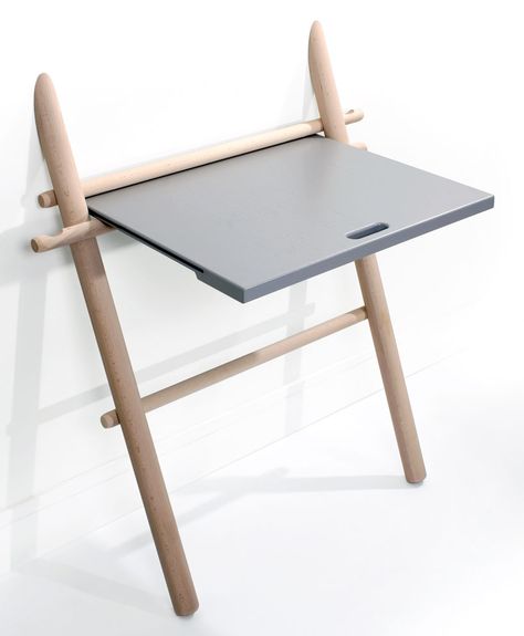 pliante01 Foldable Desk, Wall Mounted Desk, Folding Desk, Foldable Table, Grey Desk, Console Desk, Bureau Design, Furniture Details, Desk Furniture