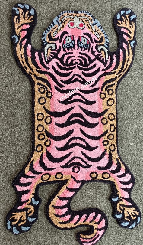 Carpet For Dogs, Carpet Tiles Ideas, Tibetan Tiger Rug, Tibetan Tiger, Bedroom Kid, Tiger Rug, Tiles Ideas, Rugs Handmade, Modern Carpet