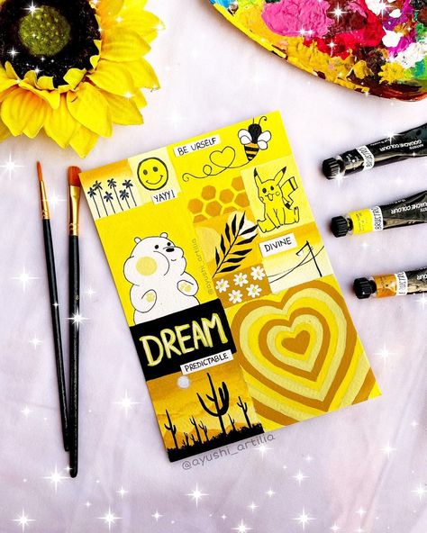 Yellow Aesthetic Moodboard, Diy Calligraphy, Sketchbook Cover, Hand Lettering Art, Mandala Art Lesson, Art Journal Therapy, Aesthetic Moodboard, Art Painting Gallery, Painting Art Lesson