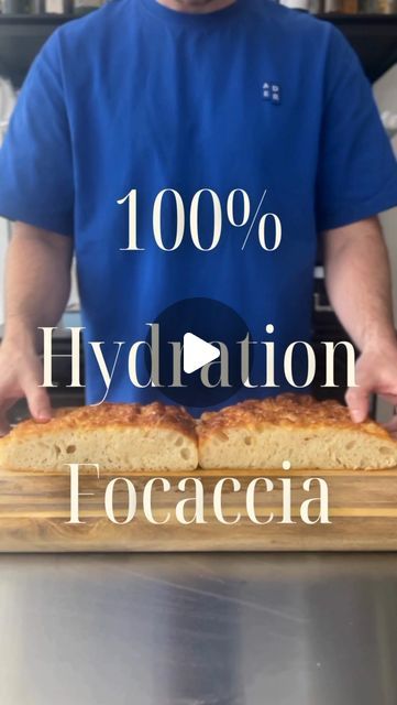 Matt Landmark on Instagram: "100% Hydration Focaccia

Following my previous experiment of 70, 80, 90% hydration focaccia, here’s a test of 100% hydration focaccia. I’m not an expert, but these tests have been fun.

Come back tomorrow for 110% hydration dough.

Using the same method as the previous focaccia, this one uses the same amount of flour as water, both 500g.

The crumb is considerably softer than the lower hydration doughs, whilst retaining a crisp crust. 
The dough itself is a lot more delicate, and you need to be more careful when folding to ensure it doesn’t rip (like I managed to do…)

Ingredients:
- 500g White Baker’s Flour, I used one around 12.5% protein (100%)
- 5g Active yeast (1%)
- 10g salt (2%)
- 500g Water at room temp (100%)

Method:
- Add all ingredients in a bowl, a Dutch Babies, Flat Breads, Salad In A Jar, Dutch Baby, Flatbread, Yeast, Flour, Dough, The 100