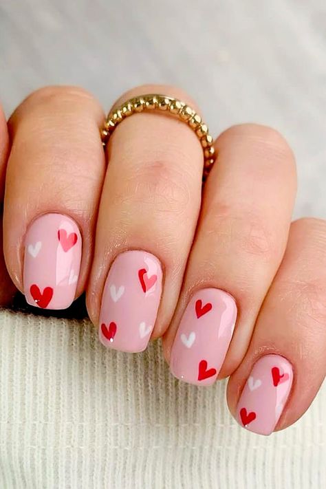 valentine’s day nails 2024 Valentines Day Nail, Quick Nail, Short Fake Nails, Press On Nails Short, Nail Forms, Fake Nail, Nails Summer, Nails Pink, Stick On Nails