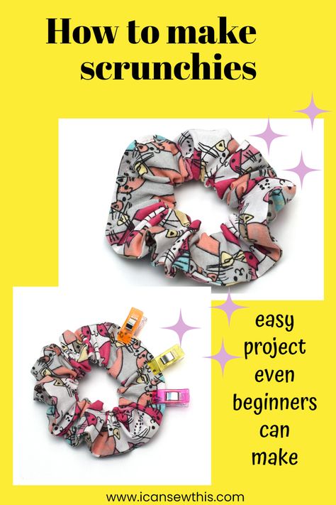 Learn how to make cute cotton scrunchies in five super simple steps with this sewing tutorial. Making scrunchies is one of the easiest and most fun introductions to sewing for beginners. You can have your own DIY scrunchie in 10 minutes, tops, from the moment you set foot in your sewing room. It’s a quick and straightforward project. How To Sew A Scrunchie Video, Horse Sewing Projects, Scrunchies Diy How To Make, Hair Scrunchies Diy, Scrunchies Tutorial, Occ Crafts, Making Scrunchies, Scrunchie Pattern, Diy Scrunchie