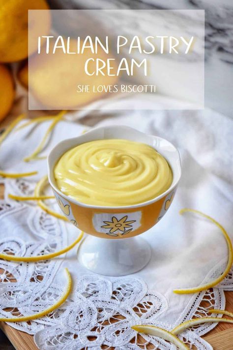 Italian Lemon Pastry Cream Recipe || How to make pastry cream #pastrycream #Italianpastrycream #cremapasticcera #lemonpastrycream Italian Pastry Cream Recipe, Lemon Pastry Cream, Italian Pastry Cream, Sfogliatelle Recipe, Lemon Pastry, Italian Custard, How To Make Pastry, Pastry Cream Recipe, Gluten Free Pastry