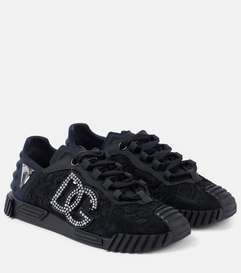 Find DOLCE & GABBANA Logo Sneakers on Editorialist. Upper: fabric. Lining: fabric. Sole: leather insole, rubber sole. Toe shape: round toe. Made in Italy. Includes: dust bag, shoe box. Designer color name: Nero. Trim: leather. Closure: lace-up. Black Sneakers Women, Pop Shoes, Minimal Shoes, Dolce Gabbana Sneakers, Mid Heels Pumps, Dolce Gabbana Shoes, Mid Heel Sandals, Summer Sneakers, Ankle Boots Flat