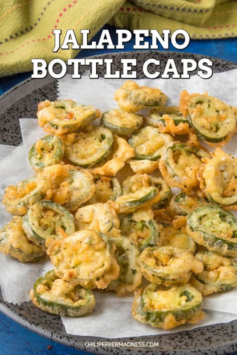 Deep Fried Jalapenos, Fried Pickled Jalapenos, Jalapeno Slices Recipe, Fried Pickled Jalapeno Slices, Crispy Fried Jalapeno Slices, Deep Fried Bell Peppers, Air Fryer Fried Jalapenos, Jalapeño Bottle Caps, Air Fryer Jalapeno Slices