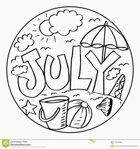 July Coloring Pages, July Colors, Kid Coloring Page, School Coloring Pages, Summer Coloring Pages, Kids Cartoon, Cool Coloring Pages, Month Colors, Kids Collection