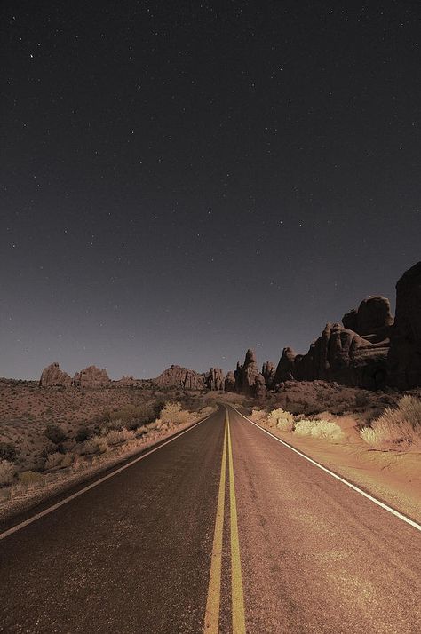 redandblackattack:  Let’s go! Night On Earth, Desert Road, Desert Dream, Desert Vibes, Arches National Park, Open Road, In The Desert, The Desert, Places To See