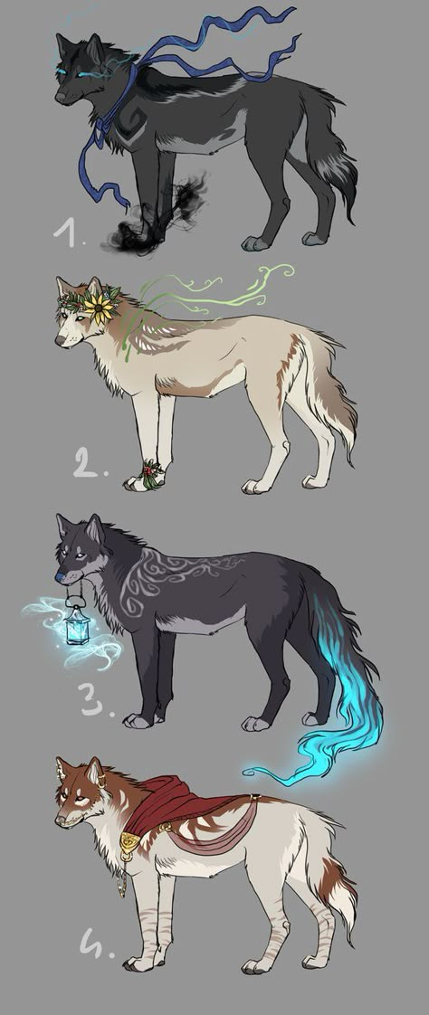 3 is mine the rest are open Mythical Wolf Drawing, Mythical Creatures Wolf, Wolf Standing Drawing, Wolf Oc Ideas, Wolf Adoptables, Wolf Oc Character Design, Wolf Drawing Anime, Wolf Dragon Hybrid, Wolf Person