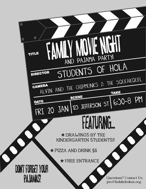 Flyers are a great way to promote your movie night.  Send them home in each students bag. Movie Night Fundraiser, Night Poster Design, Poster Design Aesthetic, Movie Night Poster, Game Outfit Ideas, Movie Night Flyer, Movie Night Theme, Outdoor Movie Night, Yearbook Pages