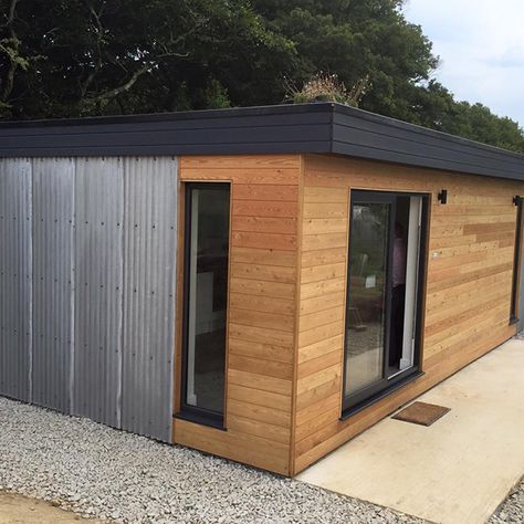 Building With Boxes Micro Lodge 5 Cladding Ideas, Contemporary Garden Rooms, Garden Lodge, The Garden Room, Timber Frame Building, Steel Cladding, Agricultural Buildings, Garden Pavilion, Pricing Guide