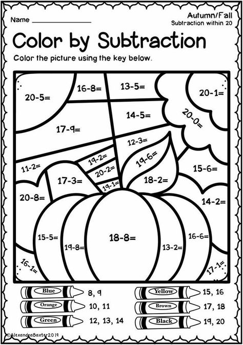 Color By Subtraction, Addition With Pictures, Body Reading, Addition Coloring Worksheet, Christmas Math Worksheets, Fall Worksheets, Subtraction Kindergarten, Math Coloring Worksheets, Code Color