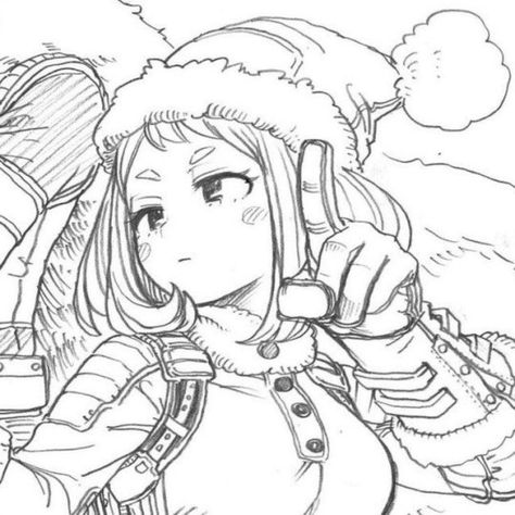 1/2 Manga Coloring Book, Sketch Icon, Ochako Uraraka, Cute Profile Pictures, Sketchbook Art Inspiration, My Hero Academia Manga, Anime Sketch, A Drawing, Manga Drawing