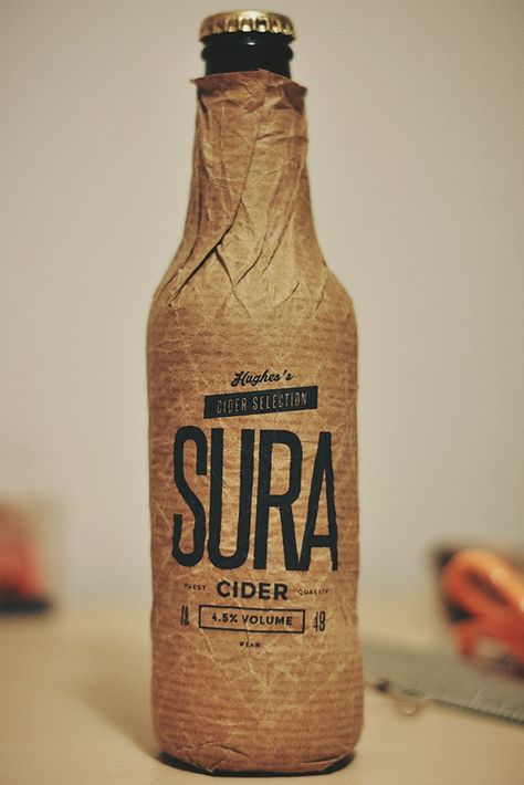 Sura Cider Bottle Design, Shop Bar Ideas, Cider Packaging, Canned Beverages, Craft Beer Packaging, Paper Bag Design, Creative Department, Coffee Shop Bar, Cool Packaging