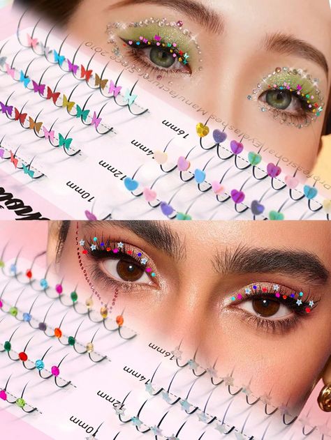 Collar  PVC  Fairy Hair,Pre Fanned Knot Free,Cluster Lashes Embellished   Beauty Tools Decoration Stage, Party Make-up, Heart Glitter, Cluster Lashes, False Eyelash Extensions, Fairy Hair, Butterfly Heart, Individual Eyelashes, Lashes Beauty