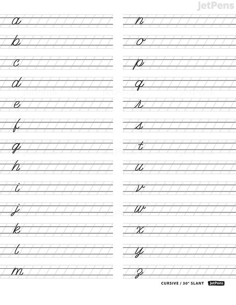 Free Downloads & Printables: Coloring Pages, Calligraphy Worksheets, & More! | JetPens Calligraphy Practice Sheets Free, Cursive Handwriting Sheets, Cursive Alphabet Chart, Cursive Practice Sheets, Cursive Letters Worksheet, Calligraphy Templates, Cursive Writing Practice Sheets, Cursive Worksheets, Hand Lettering Practice Sheets