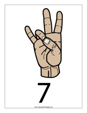 This printable features a sign language number 7 with a label. Free to download and print Sign Language Letters, Teacher Binder Organization, Simple Sign Language, Poem Template, Sign Up Sheets, Gang Signs, Sign Language Words, British Sign Language, Asl Sign Language