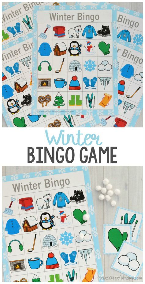 Winter Games For Classroom, Gross Motor Winter Activities Preschool, Winter Crafts And Activities For Kids, Winter Party Activities For Kids, Winter Bingo Printable Free For Kids, Prek Winter Activities, Winter Party Activities, Winter Break Activities For Kids, Winter Kids Activities