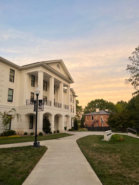 College Dorm Exterior, Boarding School Dorms, College Exterior, Bloxburg University, Boarding School Dorm, Wofford College, School Exterior, University Architecture, Pretty Houses