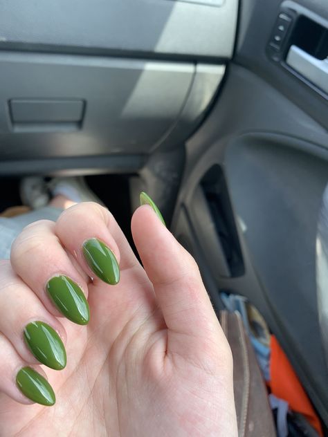 Green almond nails Solid Green Acrylic Nails, Green Acrylic Nails Almond, Green Nails Almond, Green Almond Nails, Mint Green Nail Polish, Gel Ideas, Acrylic Nails Almond, Nails Solid, Mint Green Nails