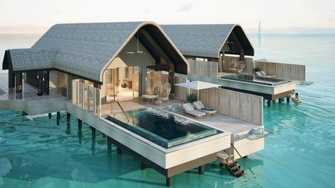 Luxury Over Water and Beach Villas - The Maldives - Joali Being Maldives Villa, Best Resorts In Maldives, Maldives Water Villa, Water Bungalow, Ocean Pool, Caribbean Luxury, Pet Birthday, Water Villa, Sunset Ocean