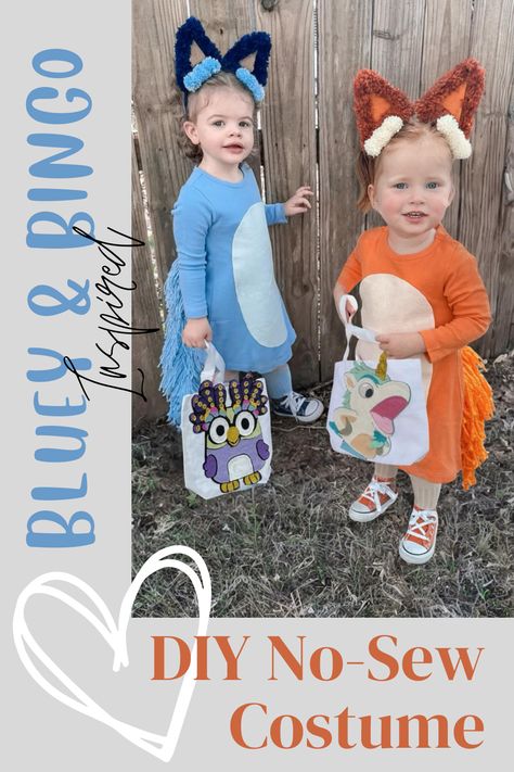 Bingo From Bluey Costume, Bluey Bingo Costume, Diy Bluey And Bingo Costumes, Homemade Bluey Costume, Diy Bingo Costume, Bluey Family Costumes, Diy Bluey Costume, Bluey And Bingo Costume, Bluey Costume