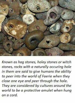 Witch stones******rocks with a naturally occurring hole in them**** Hagstone Meaning, Dopamine List, Goblin Witch, Witch Stones, Rock Identification, Rock Hunting, Hag Stones, Witch Spell Book, Baby Witch