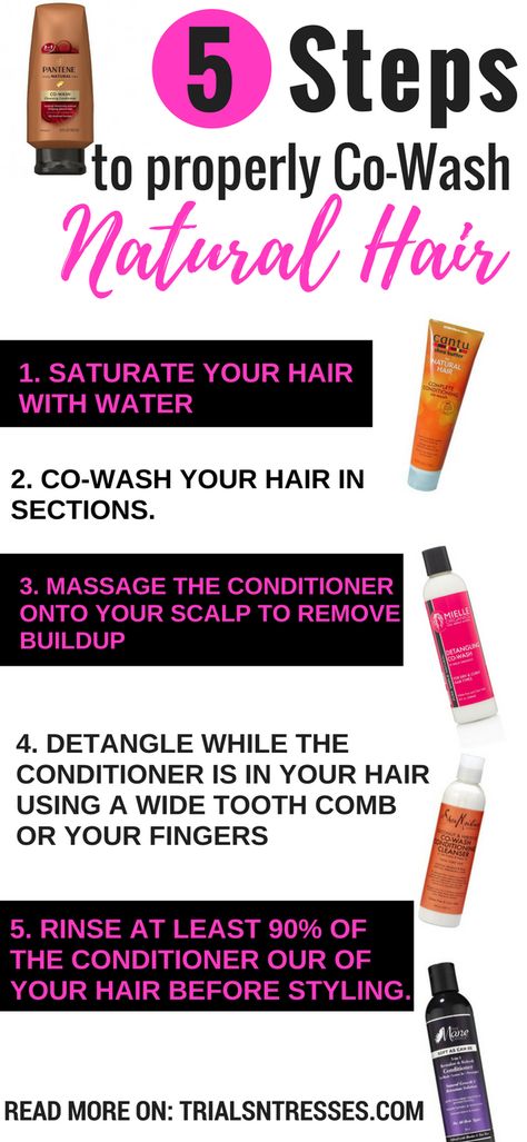 5 steps to properly Cowash Natural hair Cowash Natural Hair, Women With Natural Hair, Natural Hair Conditioner, Natural Beauty Treatments, Natural Hair Regimen, Natural Hair Care Tips, Healthy Hair Care, Hair Regimen, Healthy Natural Hair