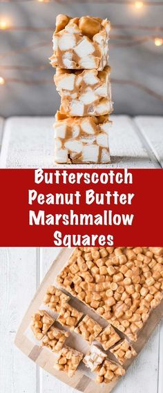 Butterscotch Peanut Butter Marshmallow Squares are a quick and easy no-bake festive treat! #christmasbaking #nobake #funfettisquares Butterscotch Peanut Butter, Confetti Squares, Peanut Butter Marshmallow Squares, Marshmallow Squares, Peanut Butter Marshmallow, Easy Meal Ideas, Peanut Butter Recipes, Homemade Candies, Butter Recipe