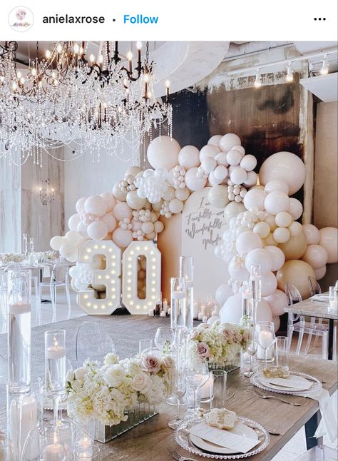 90th Birthday Backdrop Ideas, Glamorous 50th Birthday Party Ideas, Blooming 30 Birthday, Glam Birthday Party Ideas For Women, Luxury 30th Birthday Party, All White 40th Birthday Party Ideas, Classy 30th Birthday Ideas For Women, 30th Birthday Backdrop Ideas, 30th Party Ideas For Women