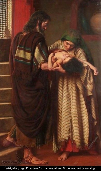 "Elijah and the Widow of Zarephath," John Bates Bedford, England, 1862 The Widow Of Zarephath, Widow Of Zarephath, Elijah The Prophet, Elijah And The Widow, Bible Genealogy, Christian Stories, Bible Illustrations, Bible Characters, Christian Artwork