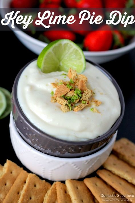 Key Lime Pie Dip - cool creamy tangy key lime pie dip has all the flavor but none of the difficult pie prep! Take this to a party and all your guests will be begging for the recipe! Key Lime Pie Shot, Key Lime Dip, Key Lime Pie Dip, Mini Key Lime Pies, Easy Meal Plan, Cold Dip Recipes, Pie Dip, Cold Dips, Jimmy Buffet