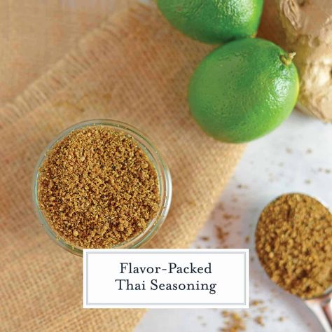 Thai Seasoning from scratch might be easier than you think! A handful of ingredients with the essence of lime and coconut, it will be a homemade seasoning blend you'll want to put on everything- Thai or not! #thaiseasoning #thaispices www.savoryexperiments.com Thai Seasoning Blend, Thai Seasoning, Thai Spices, Homemade Seasoning, Asian Spices, Spice Mix Recipes, Dry Coconut, Homemade Seasonings, Spice Mix