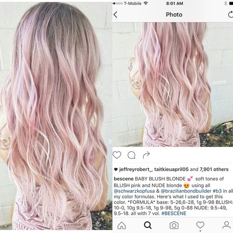 Pink Hair Toner, Blush Pink Hair, Redken Hair Color, Cotton Candy Hair, Color Formulas, Redken Hair Products, Hair Toner, Candy Hair, Hair Color Formulas