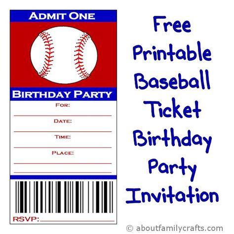 Baseball Party Invitations, Baseball Tickets, Baseball Birthday Invitations, Baseball Invitations, Baseball Theme Birthday, Sports Birthday Invitations, Printable Sports, Baseball Theme Party, Baseball Ticket