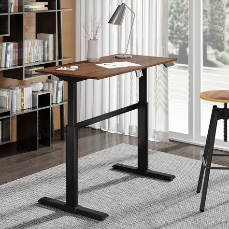 Inbox Zero Height Adjustable Standing Desk & Reviews | Wayfair School Table, School Tables, Home Office Table, Electric Standing Desk, Adjustable Height Standing Desk, Flexible Space, Stand Up Desk, Guest Room Office, Big Desk