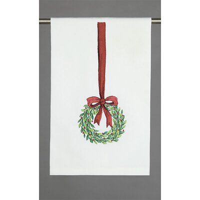 The Holiday Aisle® This nostalgic tea towel is crafted with fine embroidery techniques designed by Peking Handicraft. | The Holiday Aisle® Wreath Bow Embroidered Tea Towel, Cotton in Red/Green, Size 16"H X 25"W | Wayfair Christmas Wreath Bows, Fine Embroidery, Linen Kitchen Towels, Kitchen Hand Towels, Wreath Bow, Embroidery Techniques, The Holiday Aisle, Tea Towel, Embroidery Machine