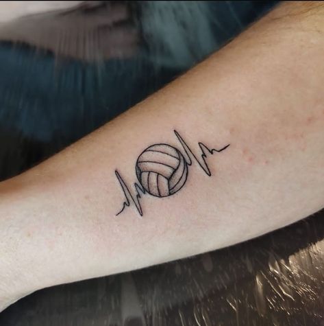 Tattoo Ideas Volleyball, Waterpolo Tattoo, Volley Tattoo, Tattoo Ideas Small Arm, Volleyball Tattoo Ideas, Haikyuu Tattoo, Volleyball Tattoo, Basketball Tattoos, Creative Drawings