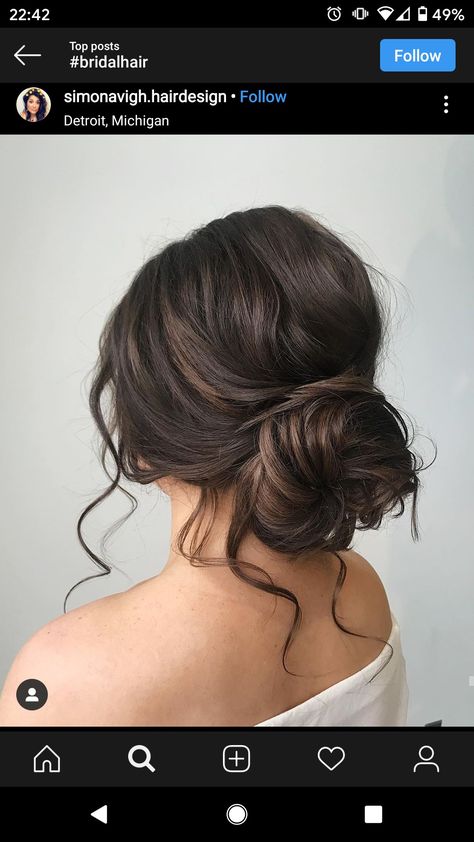 Loose Bridal Updo Brunette, Fall Bridesmaid Updo, Updo Brown Hair Bridesmaid, Loose Low Bun Wedding Hair Brunette, Wedding Guest Updo Brunette, Low Messy Bun Wedding Hair Brunette, Loose Updo Brunette, Low Messy Bun Wedding Hair With Veil Romantic Updo, Loose Updo Wedding Brunette